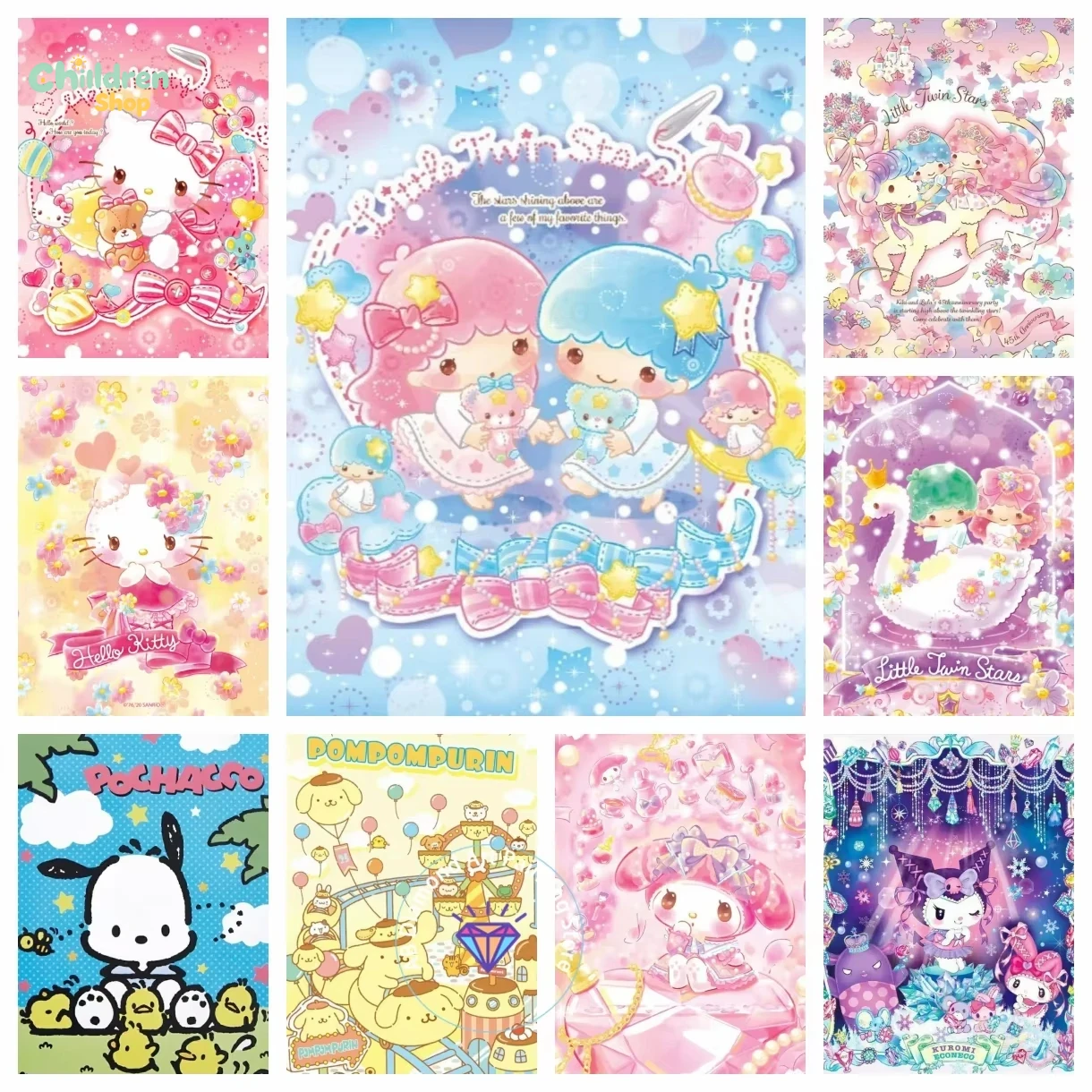 Resin Art Work - Sanrio Cinnamoroll Kuromi Gemini, Kit Lukisan