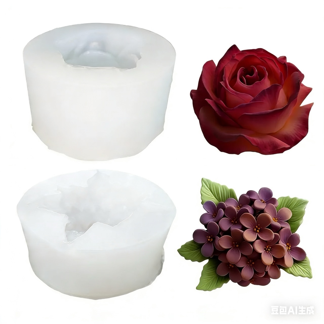 Resin Art Wedding Gift - 2 buah cetakan silikon berbentuk mawar