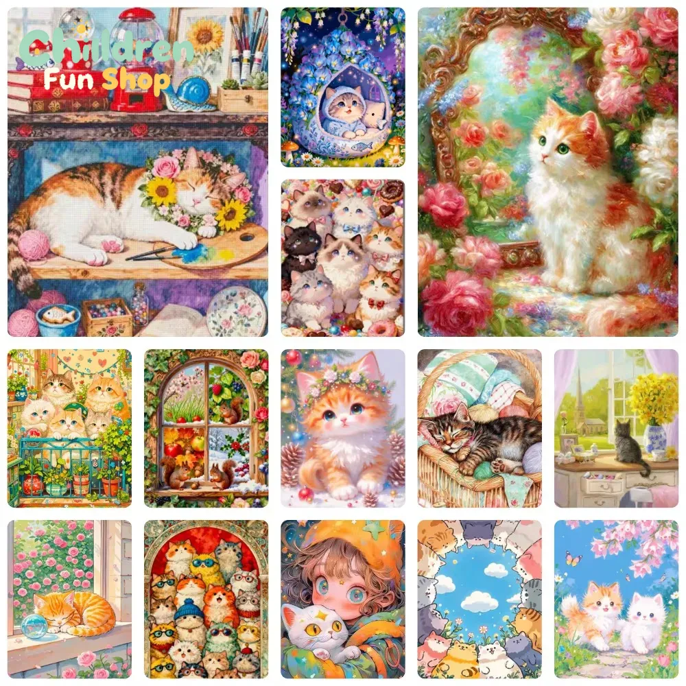 Resin Art Work - Lukisan Berlian dengan Motif Anak Kucing